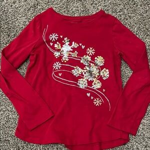 Red Sequin Snowflake Kids Top size 7